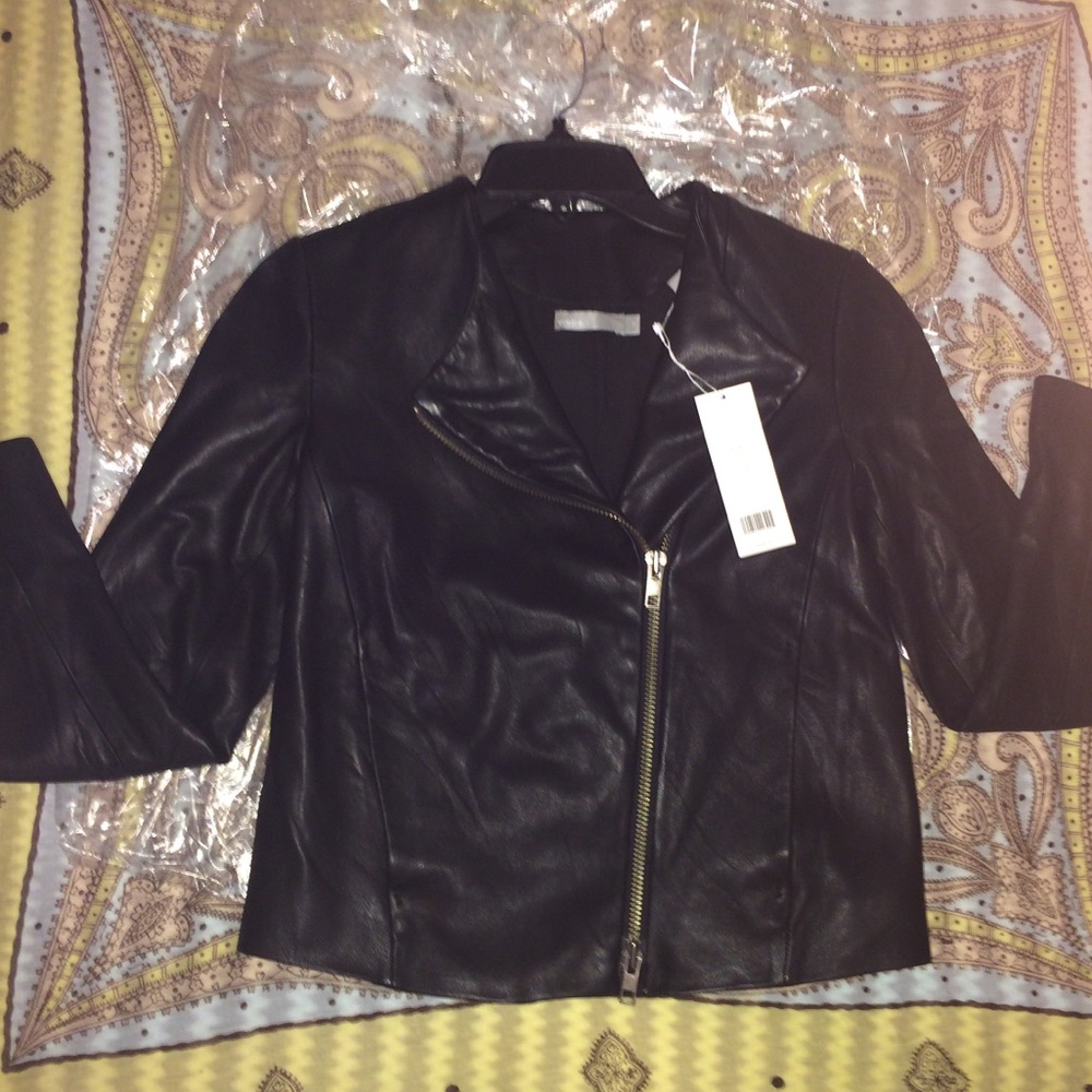 Vince Cross front leather jacket